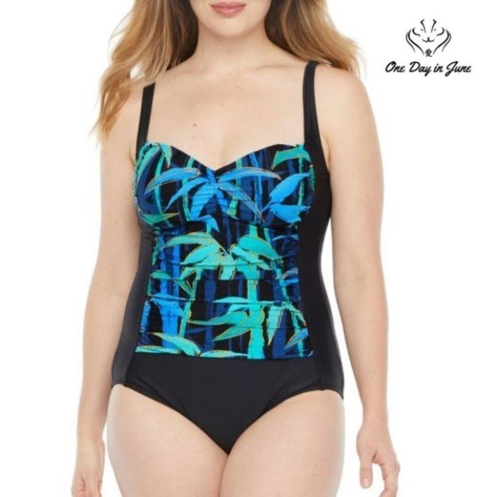 Azul By Maxine Of Hollywood Leaf One Piece Size 16